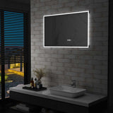 vidaXL LED Bathroom Mirror with Touch Sensor and Time Display 100x60 cm