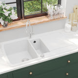 vidaXL Double Sink Granite Black