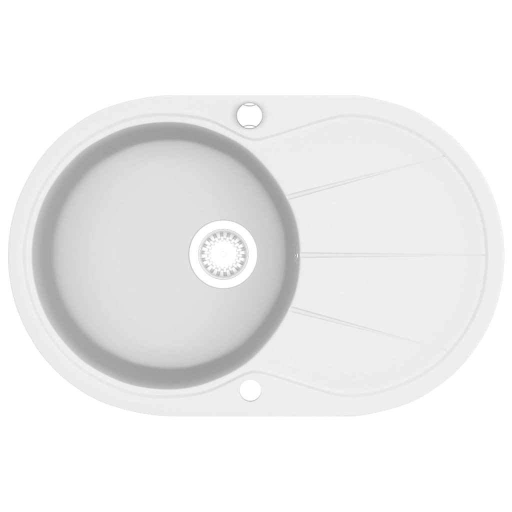 vidaXL Gootsteen enkele bak ovaal graniet beige