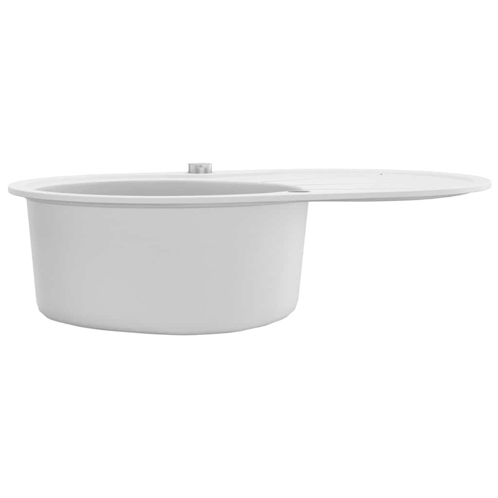 vidaXL Gootsteen enkele bak ovaal graniet beige