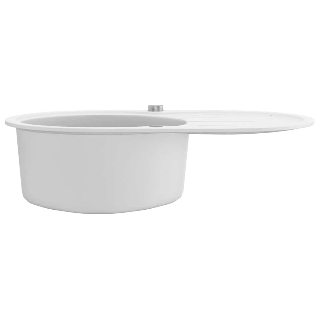 vidaXL Gootsteen enkele bak ovaal graniet beige