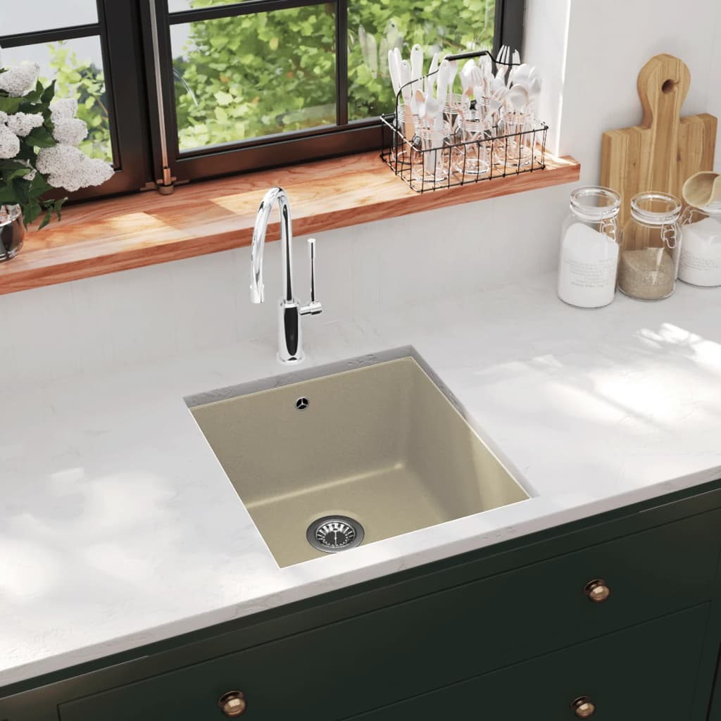 vidaXL Sink single bowl granite black