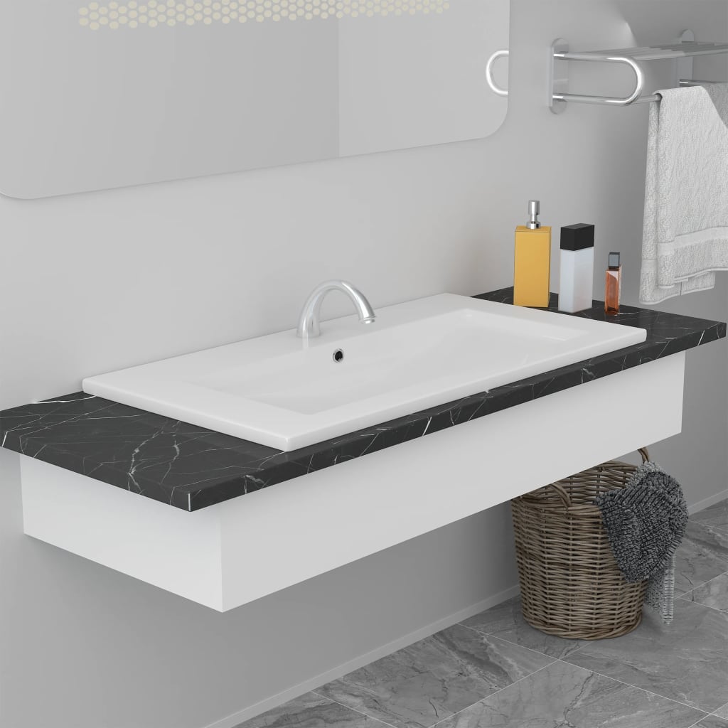 vidaXL Ceramic Built-in Basin 42x39x18 cm White
