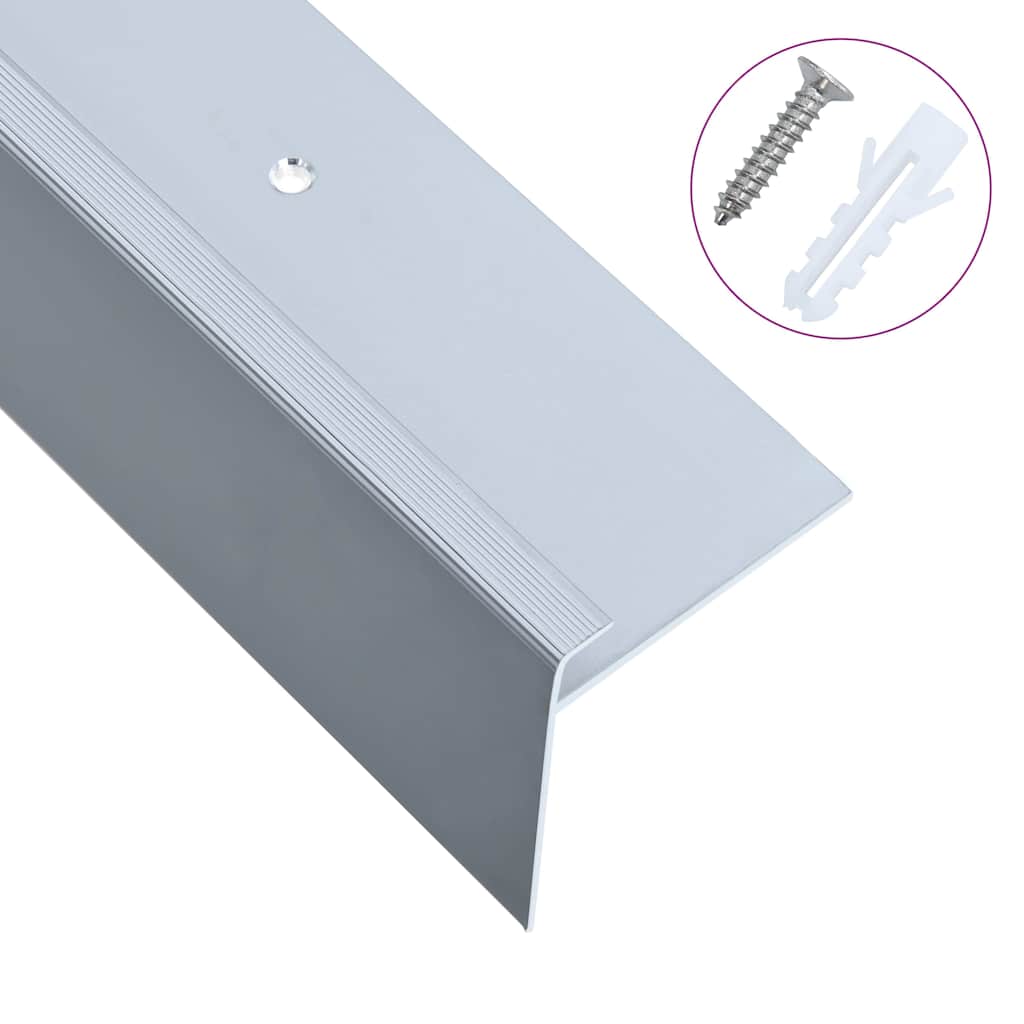 vidaXL Stair Nosing F-Shape 15 pcs 90 cm Aluminium Silver
