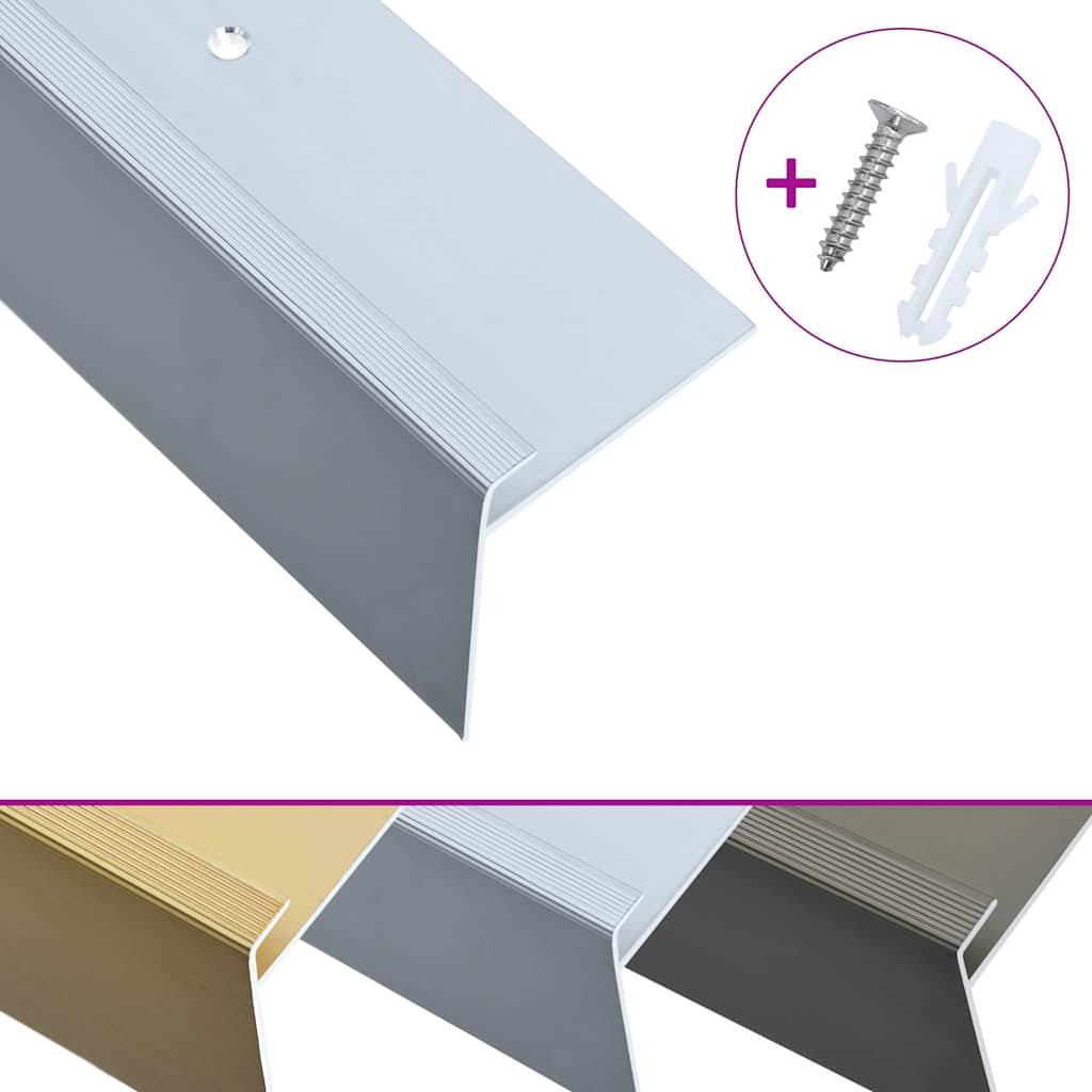 vidaXL Stair Nosing F-Shape 15 pcs 90 cm Aluminium Silver