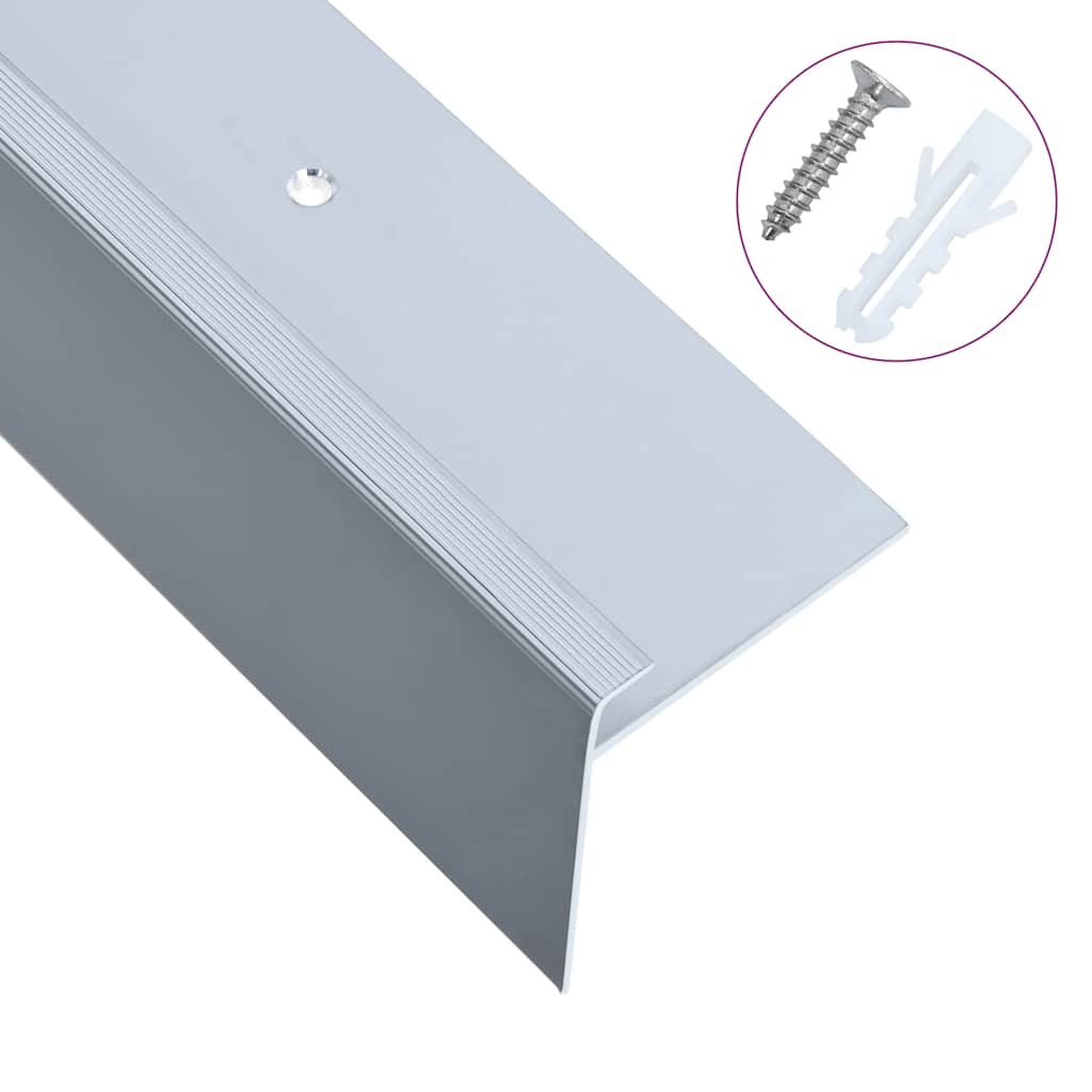 vidaXL Stair Nosing F-Shape 15 pcs 90 cm Aluminium Silver