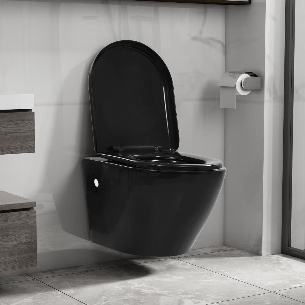 vidaXL Wall-hung rimless toilet ceramic white