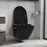 vidaXL Wall-hung rimless toilet ceramic white