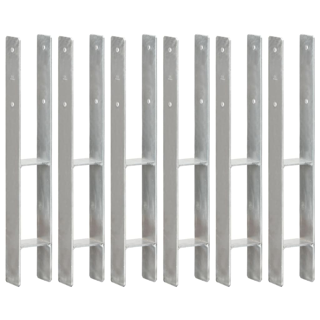 vidaXL Ground Anchors 6 pcs 7x6x60 cm Galvanized Steel Silver-coloured