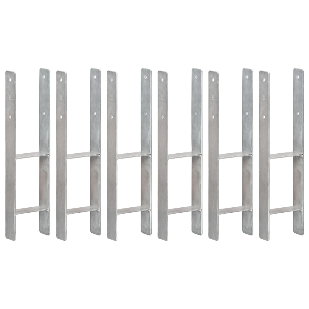 vidaXL Ground Anchors 6 pcs 7x6x60 cm Galvanized Steel Silver-coloured