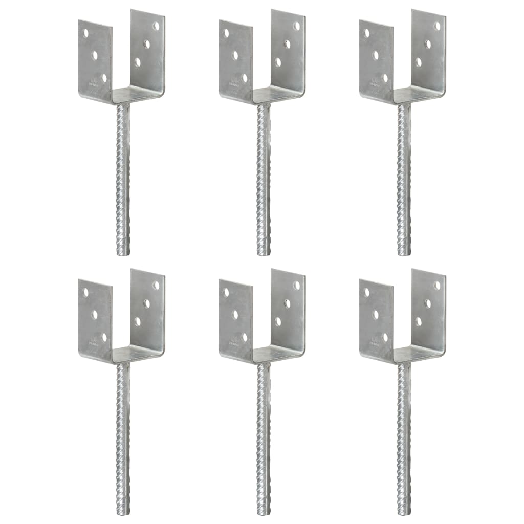 vidaXL Grondankers 6 st 7x6x30 cm gegalvaniseerd staal zilverkleurig