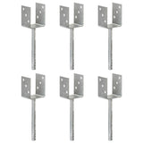 vidaXL Grondankers 6 st 7x6x30 cm gegalvaniseerd staal zilverkleurig