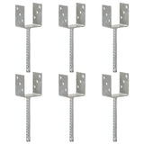 vidaXL Grondankers 6 st 7x6x30 cm gegalvaniseerd staal zilverkleurig