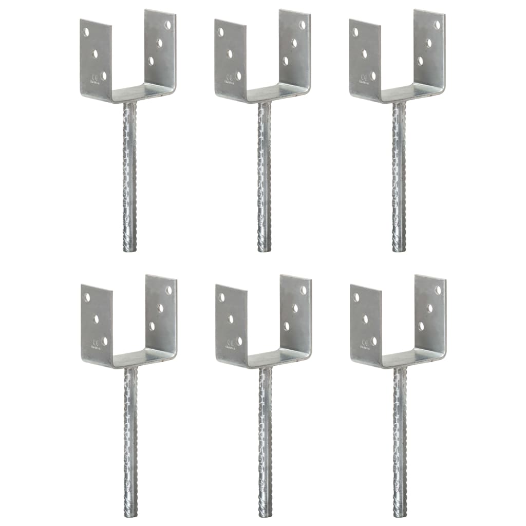 vidaXL Grondankers 6 st 7x6x30 cm gegalvaniseerd staal zilverkleurig