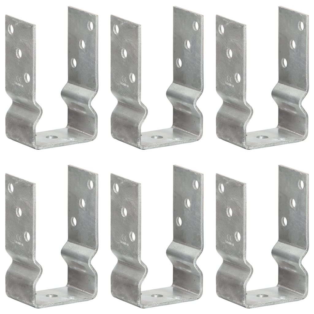 vidaXL Ground Anchors 6 pcs 9x6x15 cm Galvanised Steel Silver-Coloured