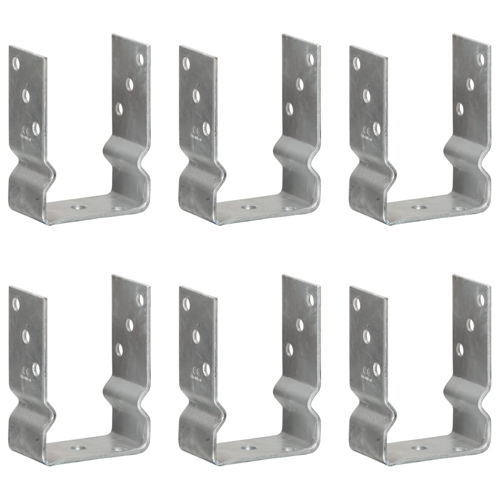 vidaXL Ground Anchors 6 pcs 9x6x15 cm Galvanised Steel Silver-Coloured