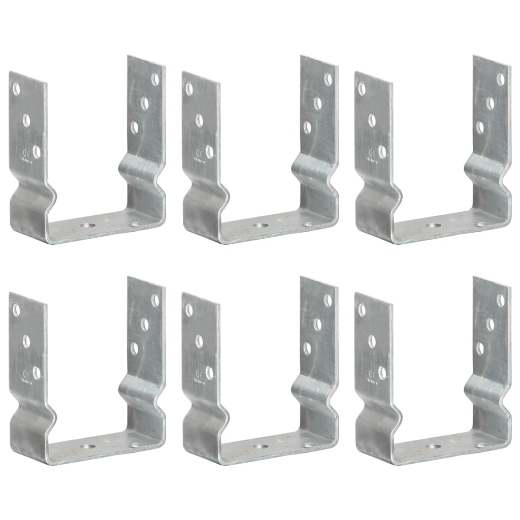 vidaXL Ground Anchors 6 pcs 9x6x15 cm Galvanised Steel Silver-Coloured