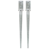 vidaXL Ground Spikes 2 pcs 7x7x75 cm Galvanized Steel Silver