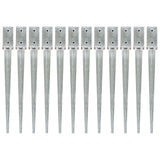 vidaXL Ground Spikes 2 pcs 7x7x75 cm Galvanized Steel Silver