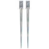 vidaXL Ground Spikes 2 pcs 7x7x75 cm Galvanized Steel Silver