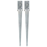 vidaXL Ground Spikes 2 pcs 7x7x75 cm Galvanized Steel Silver