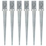 vidaXL Ground Spikes 2 pcs 7x7x75 cm Galvanized Steel Silver