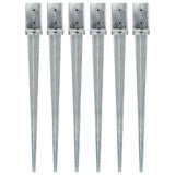 vidaXL Ground Spikes 2 pcs 7x7x75 cm Galvanized Steel Silver