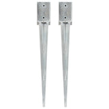 vidaXL Ground Spikes 2 pcs 7x7x75 cm Galvanized Steel Silver