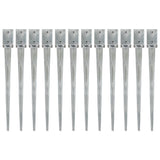 vidaXL Ground Spikes 2 pcs 7x7x75 cm Galvanized Steel Silver