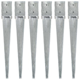 vidaXL Ground Spikes 2 pcs 7x7x75 cm Galvanized Steel Silver