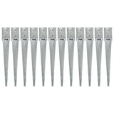 vidaXL Ground Spikes 2 pcs 7x7x75 cm Galvanized Steel Silver