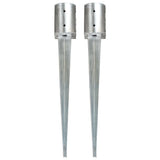 vidaXL Ground Spikes 2 pcs 8x61 cm Galvanized Steel Silver