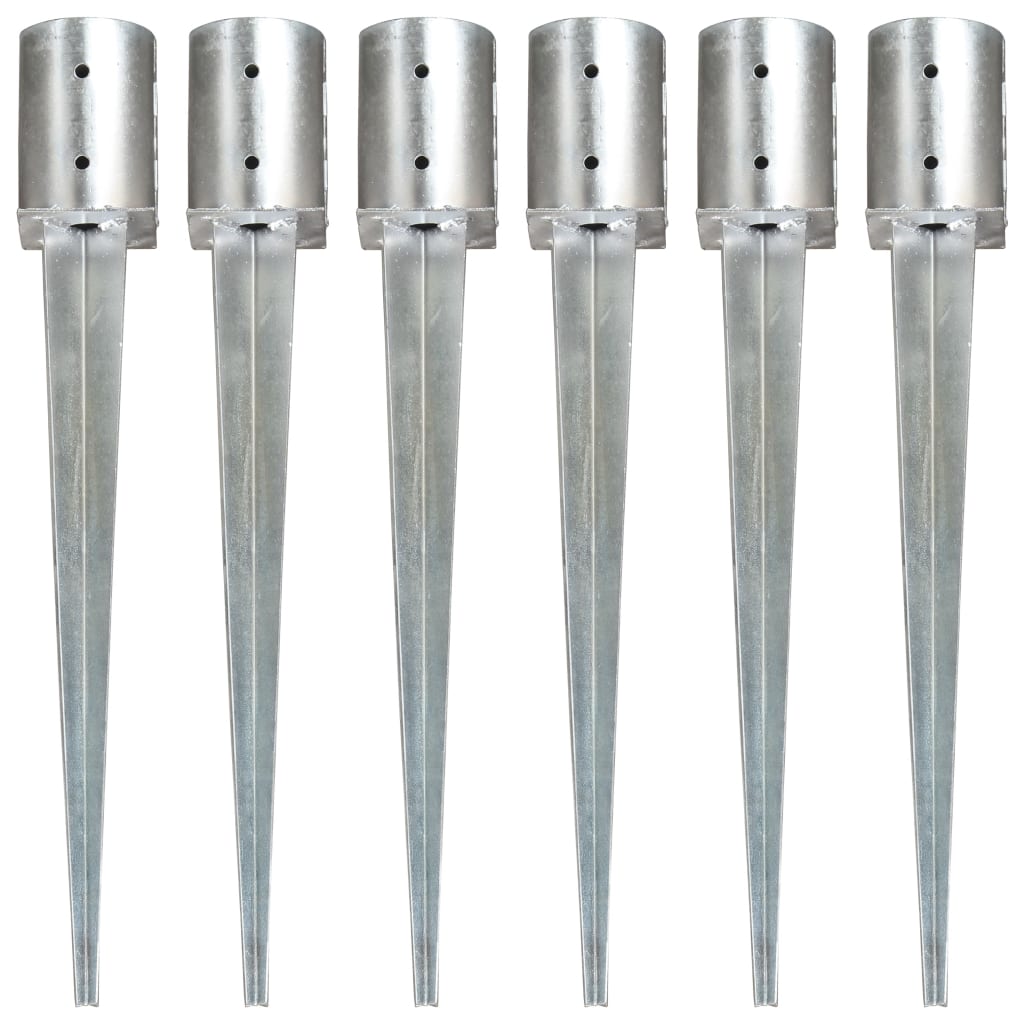 vidaXL Ground Spikes 2 pcs 8x61 cm Galvanized Steel Silver