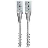 vidaXL Ground Spikes 2 pcs 7x7x56 cm galvanized steel silver-colored