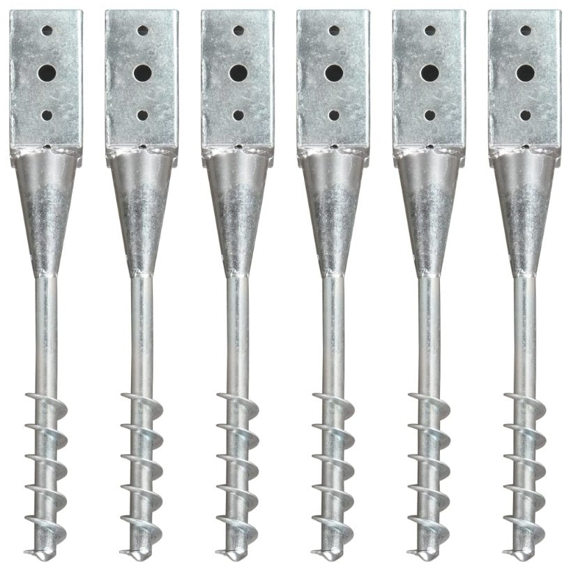 vidaXL Ground Spikes 2 pcs 7x7x56 cm galvanized steel silver-colored