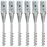 vidaXL Ground Spikes 2 pcs 7x7x56 cm galvanized steel silver-colored
