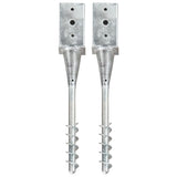 vidaXL Ground Spikes 2 pcs 7x7x56 cm galvanized steel silver-colored