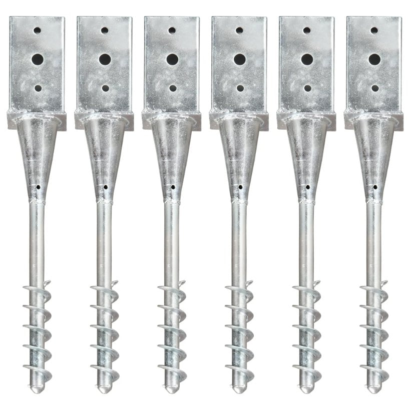 vidaXL Ground Spikes 2 pcs 7x7x56 cm galvanized steel silver-colored