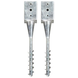 vidaXL Ground Spikes 2 pcs 7x7x56 cm galvanized steel silver-colored