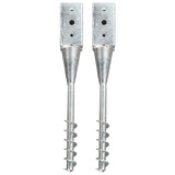 vidaXL Ground Spikes 2 pcs 7x7x56 cm galvanized steel silver-colored