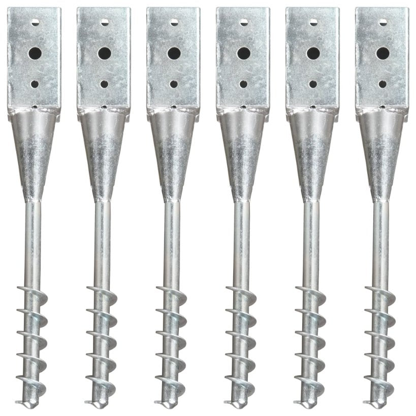 vidaXL Ground Spikes 2 pcs 7x7x56 cm galvanized steel silver-colored
