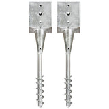 vidaXL Ground Spikes 2 pcs 7x7x56 cm galvanized steel silver-colored