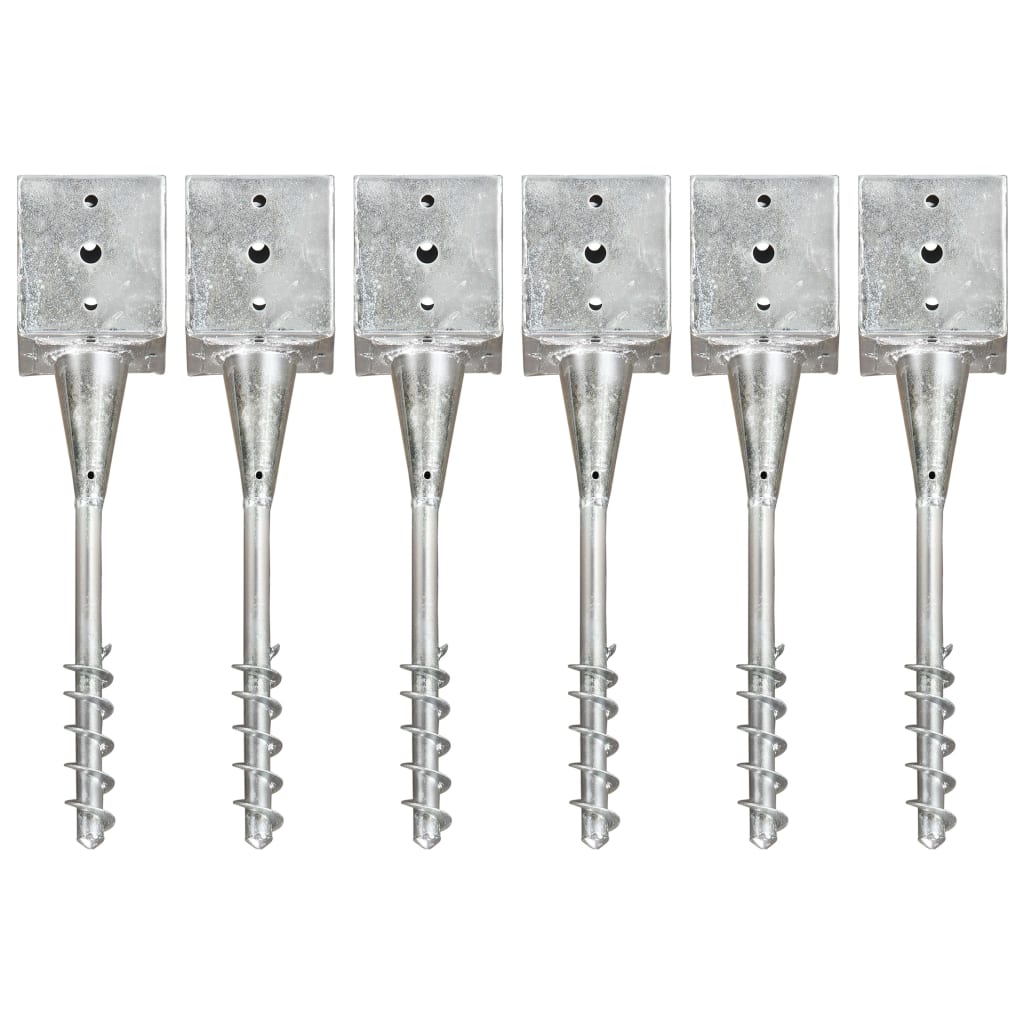 vidaXL Ground Spikes 2 pcs 7x7x56 cm galvanized steel silver-colored