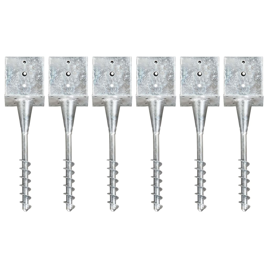 vidaXL Ground Spikes 2 pcs 7x7x56 cm galvanized steel silver-colored