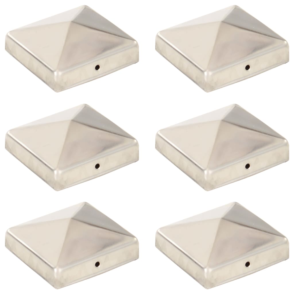vidaXL Post Caps 6 pcs pyramid 71x71 mm stainless steel