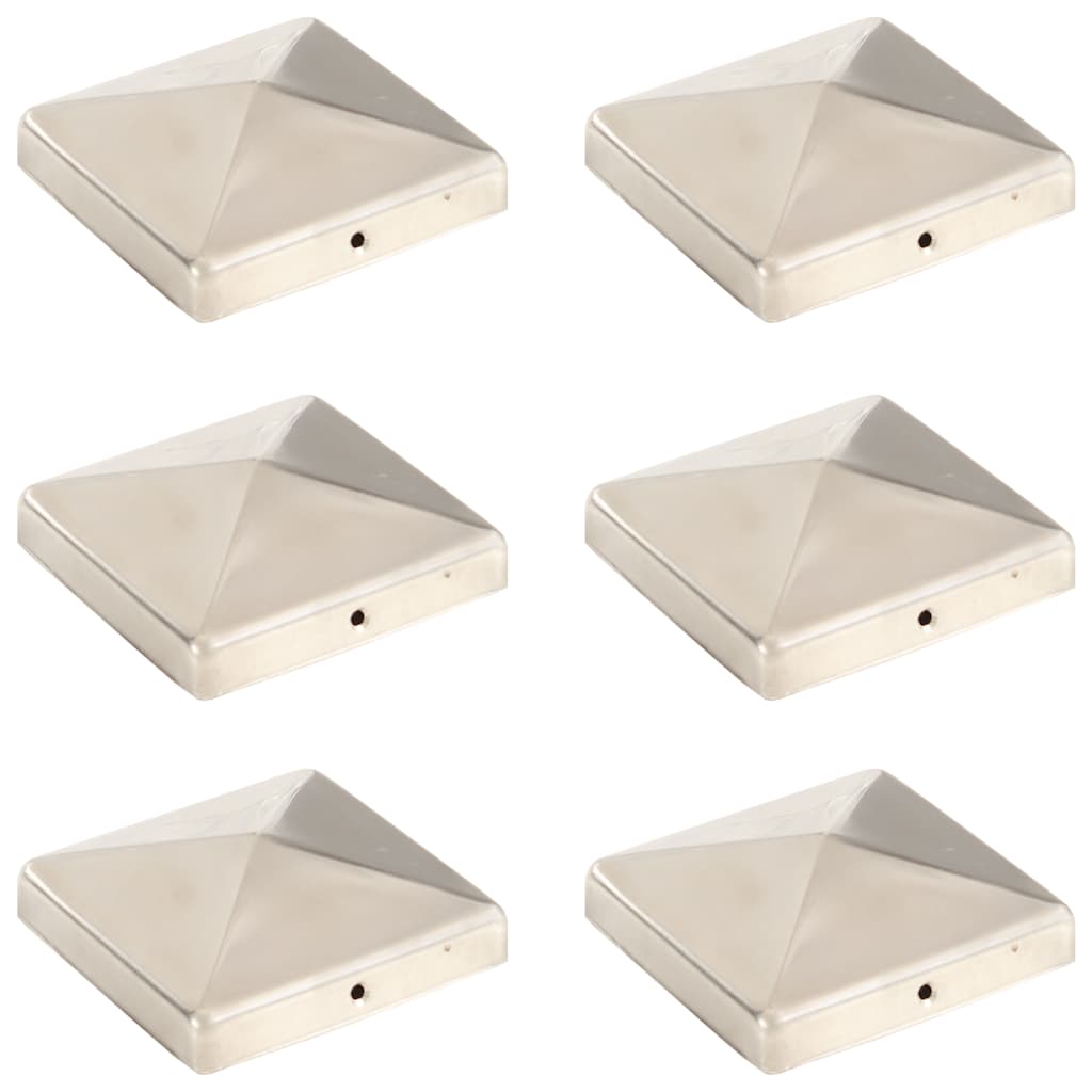 vidaXL Post Caps 6 pcs pyramid 71x71 mm stainless steel