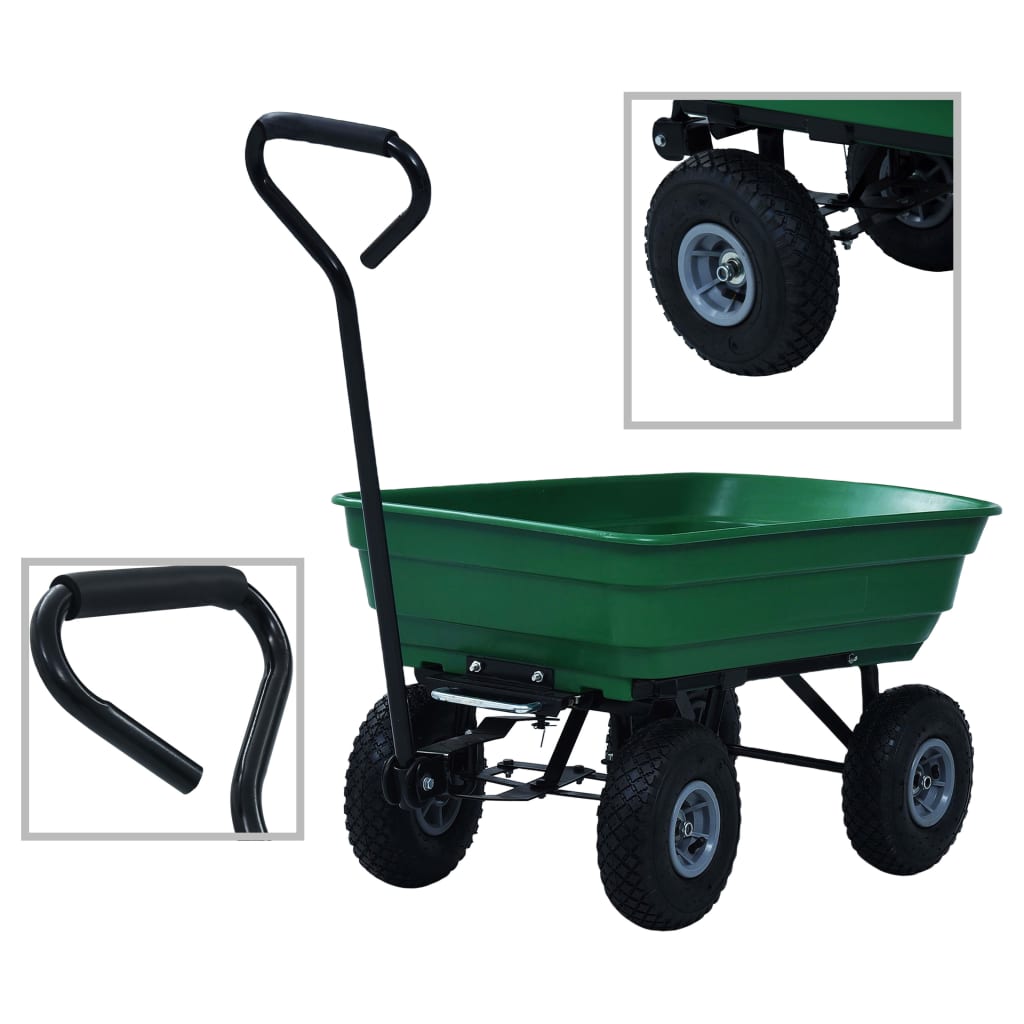 vidaXL Garden Dump Cart 300 kg 75L green