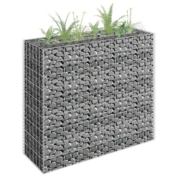vidaXL Gabion Raised Garden Bed 90x30x10 cm Galvanised Steel