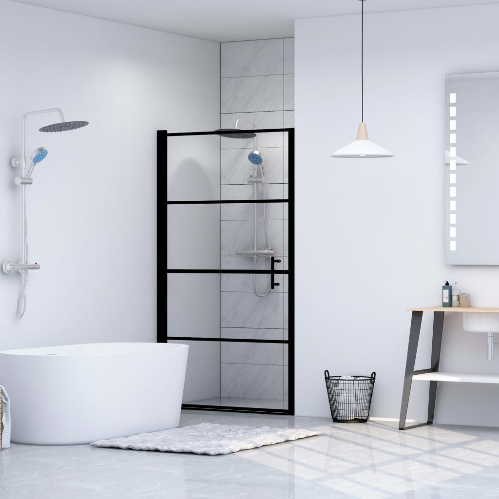 vidaXL Douchedeur 81x195 cm gehard glas zwart