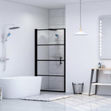 vidaXL Douchedeur 81x195 cm gehard glas zwart